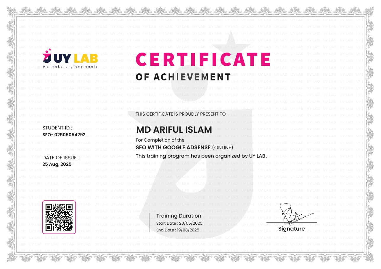 SEO with Google AdSense certificate